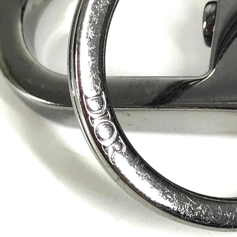 Dior CD лого Шарм для сумки Брелок Держатель для ключей Кожа Черный/Серебристый