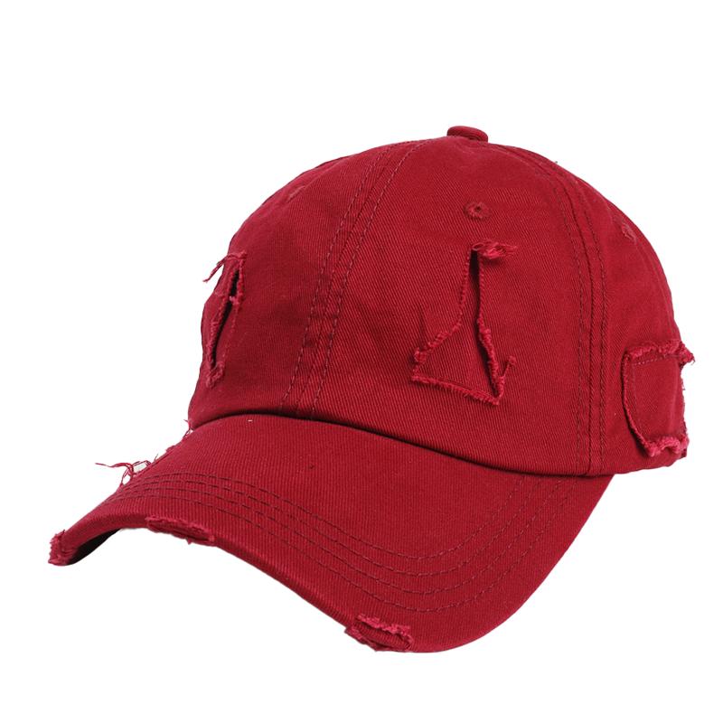 American Retro Distressed Soft Top Frayed Ripped Baseball Caps Customizable Embroidered Washed Cotton Outdoor Baseball Cap