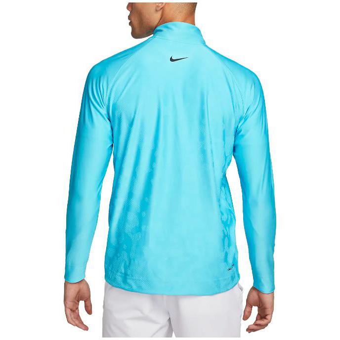 Nike Однотонная футболка с логотипом бренда, воротником-стойкой, полумолнией, длинным рукавом, реглан, мужские топы, синяя DR5281-416