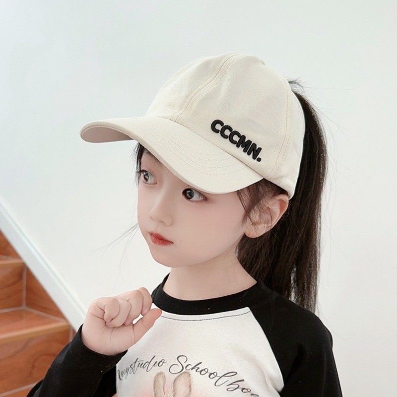 Girls Can Tie A Ponytail Hat Spring and Autumn Baseball Cap Children's Embroidered Fashionable Baseball Cap Girls Simple and Versatile Sun Protection
