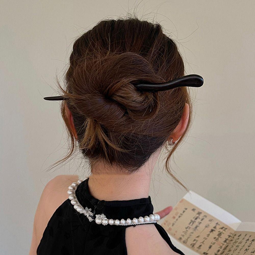 For Girl Cheongsam Disk Hair Hairpin Chinese Style Hair Fork Hair Accessories Wooden Hair Stick