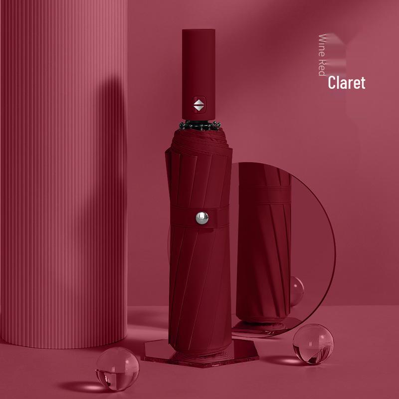 Ультрапрочный зонт-автомат двойного сложения черного цвета с защитой от УФ-лучей.