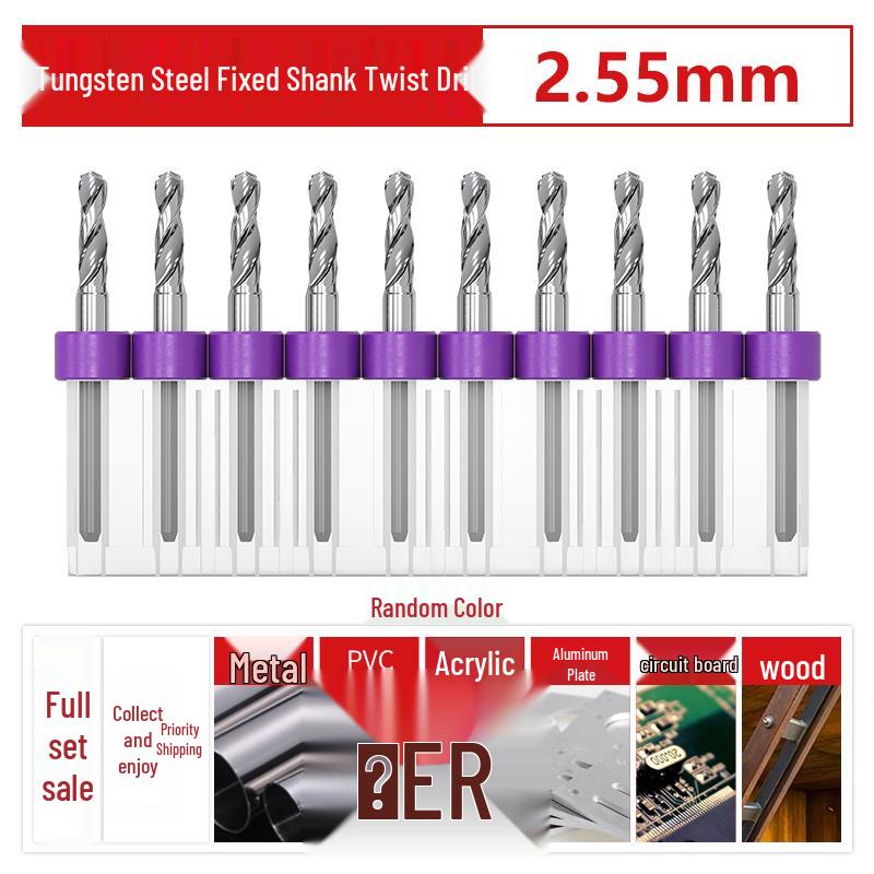 PCB Tungsten Steel Micro Twist Drill Set, 0.2-3.0mm, Fixed Shank