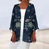 Women's Casual Fashion Caot Retro Printed Lightweight Medium Length Jacket Cardigan