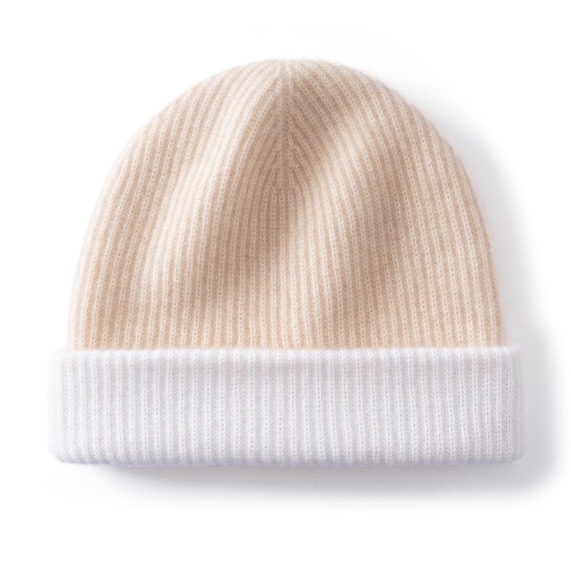 Cashmere hats autumn and winter men's and women's pullovers, ear protectors, wool knitted headgear, stacking hats, warm and cold-proof thickened pure
