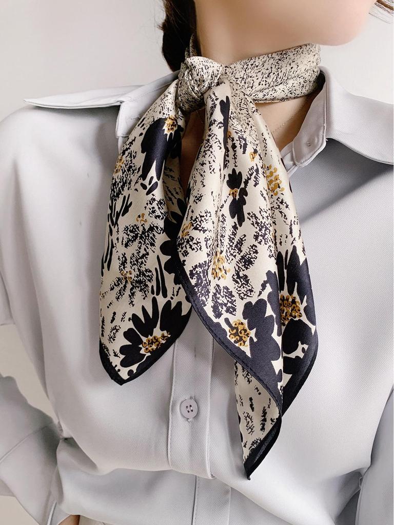 Yang Caiyu Style Striped Silk Square Scarf - Summer Sunscreen Accessory & Headband