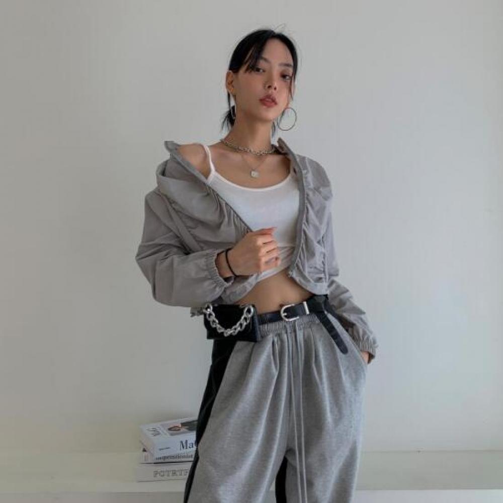 New Arrivals Open Run Women High Neck Pleated Detail Jacket
