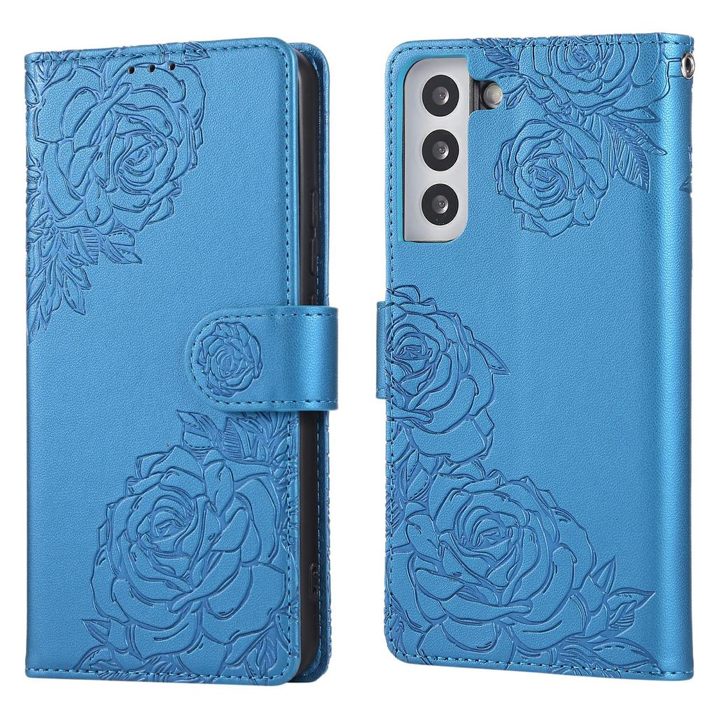 Чехол для Samsung Galaxy S22+ 5G в виде кошелька из искусственной кожи с рисунком розы и 3 отделениями для карт