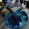 Magical Night Dog Round Area Rug,Carpet Rug for Living Room Bedroom Sofa Playroom Decor,Non-slip Floor Mat