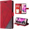 Protective Case - E.F.Connection - Redmi Note 12S - Red - PU Leather - Shockproof - Foldable with Card Slots