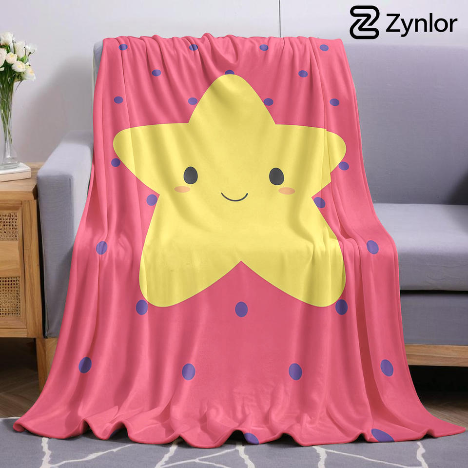 Pink Star Smile Ultra Soft Sherpa Fleece Blanket Fluffy Warm Halloween Cozy Throw for Sofa Couch Bedroom Gift All season