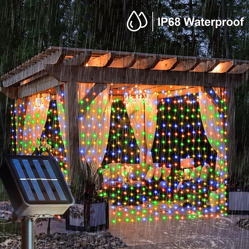3M Solar Curtain String Lights Outdoor Fairy Lights Solar Powered Twinkle String Lights 8 Modes For Home Garden Patio Decor