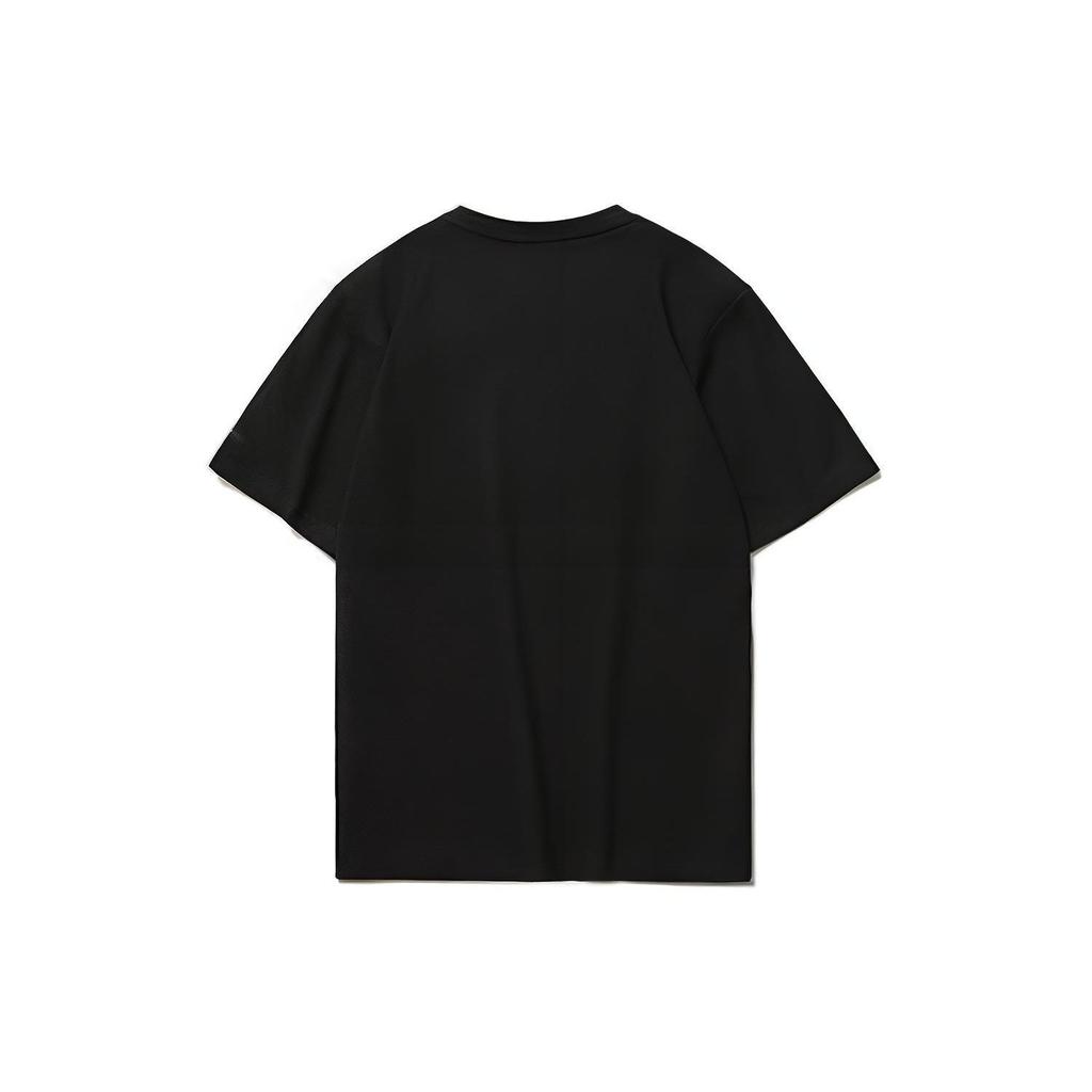 Li-Ning Letter Logo Print Slim Fit Short Sleeve T-Shirt Unisex Tops Black ATST631-1