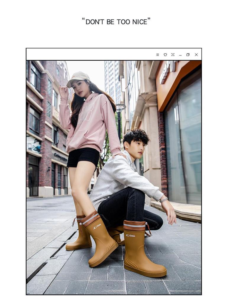 Модные женские и мужские непромокаемые сапоги средней высоты с нескользящей подошвой — износостойкая резиновая обувь для работы и мойки автомобиля