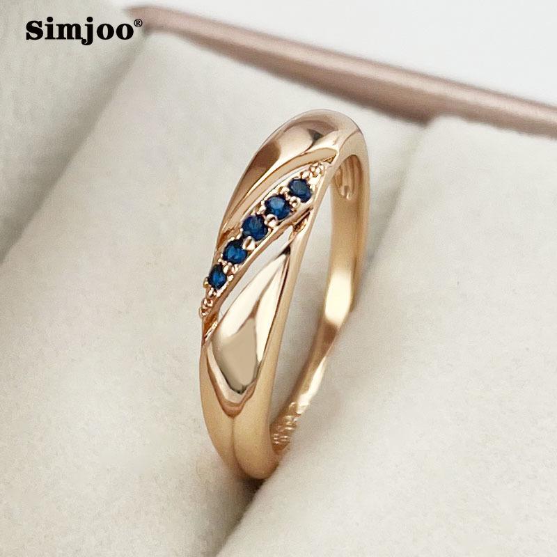 SIMJOO Стильное кольцо с цирконом, простой дизайн, сапфировое кольцо