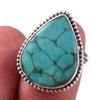 Кольцо из серебра 925 пробы с натуральным тибетским бирюзовым камнем ручной работы, размер 7 f3S34