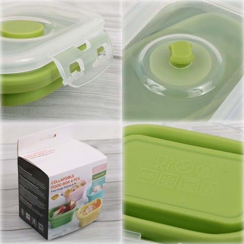 Cozihom Collapsible Silicone Food Storage Containers, Portion Control Containers with Clip-on Lids, Stackable, Space-Saving, Microwave, Refrigerator,