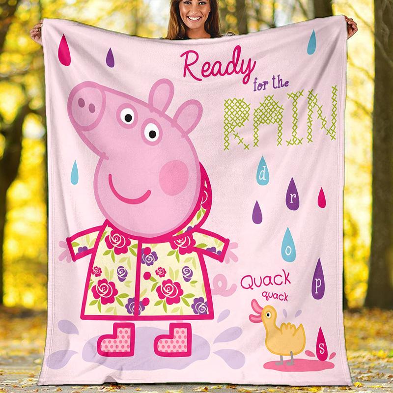 1pc Peppa Pig2 Theme Blanket - Digital Print, Polyester, Cozy for All Seasons, Perfect for Outdoor, Camping, and Travel
