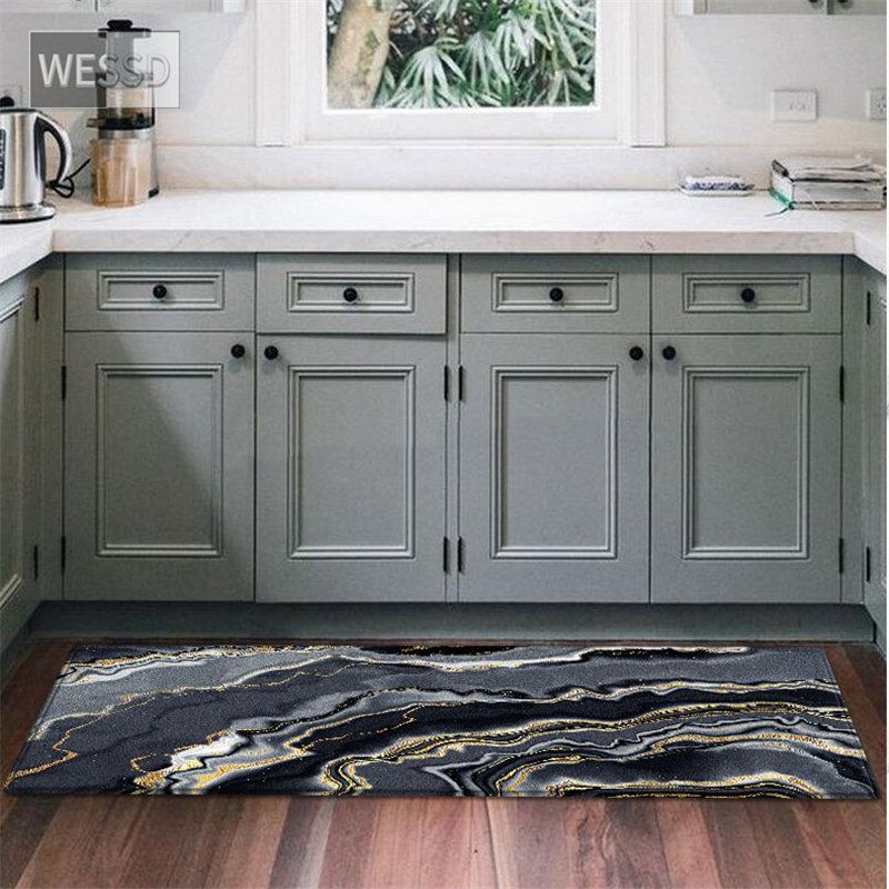 Черный, серый мраморный коврик для гостиной, противоскользящие кухонные коврики для пола, прикроватные коврики для спальни, украшение дома