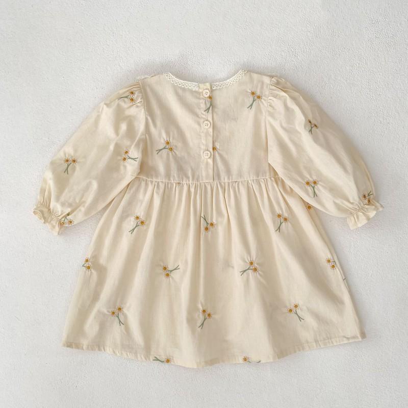 Girls Long Sleeve Dress Cotton A-line Princess Kids 3-8 Years Old