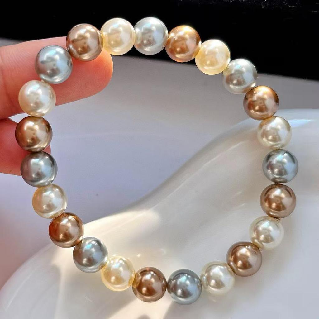 10 мм Высококачественный Французский Нишевый Золотой Миларовый Браслет с Листьями Клена и Смешанными Кристаллами и Жемчугом