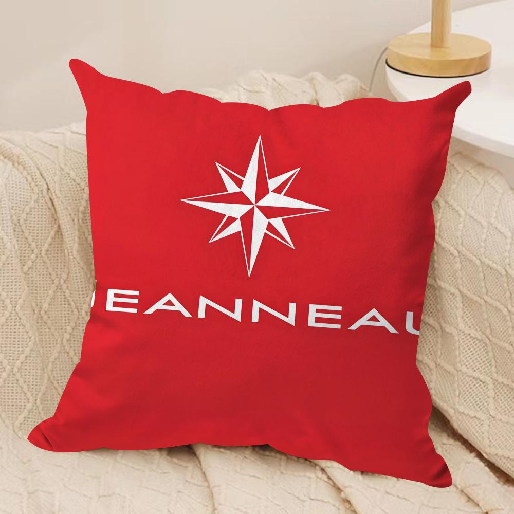 JJEANNEAUs Logo Cushion Cover Short plush Doublesided Print Square Throw Pillow Covers Sofa Home Cushion Decor