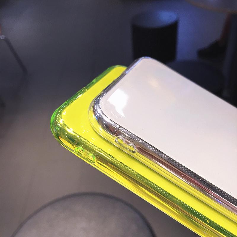 Неоновый флуоресцентный однотонный чехол для телефона для Apple iphone 17 16 15 13 12 11 Pro MAX 14 X XR XS 8 7 Plus Мягкий IMD чехол Прозрачная задняя крышка телефона