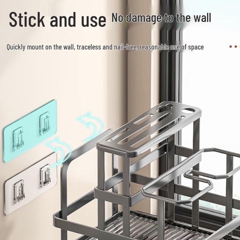 Modern Carbon Steel Kitchen Wall-Mounted Organizer Rack