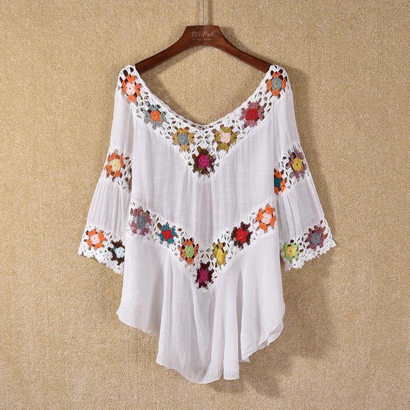 Женские пляжные накидки в богемном стиле, бикини с цветочным принтом, свободные накидки, пляжная одежда