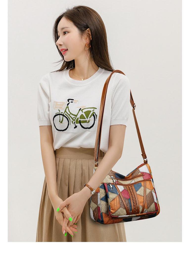 Женская сумка кроссбоди и тоут через плечо из лоскутной кожи большой вместимости для работы и поездок