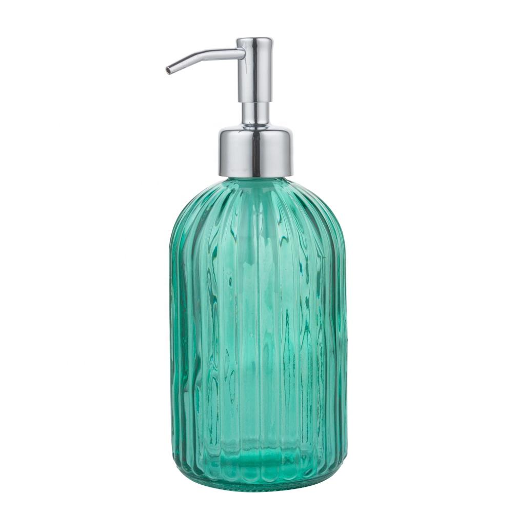 Manufacturer Colorful Glass Soap Dispenser Bottle with Stainless Steel Metal Lotion Pump Customization Color for Hand Soap