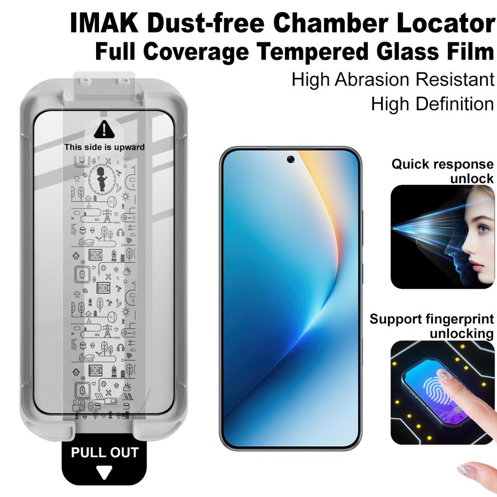 Для Honor WIN RT 5G Стекло IMAK Безпылевая Кабина Закаленное Стекло на Весь Экран Пленка Поддерживает Разблокировку по Отпечатку Пальца