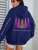 Women's Festive Leopard Print Tree Hoodie with Pockets