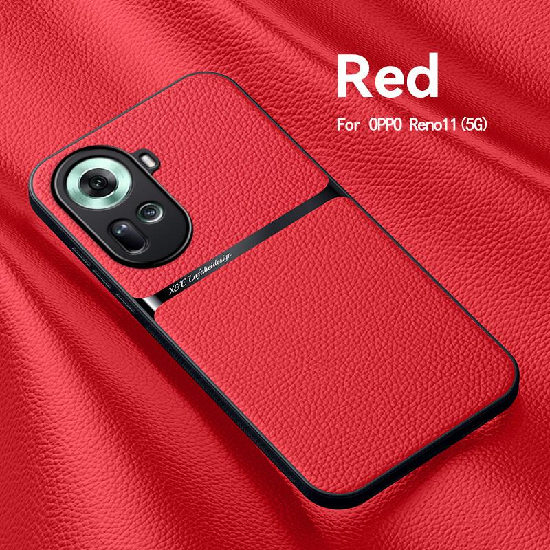 Для OPPO Reno 11 5G Чехол Кожаный Автомобильный Магнитный Держатель Задняя Крышка Для OPPO Reno11 5G CPH2599 Мягкий Бампер Силиконовый Ударопрочный Чехол