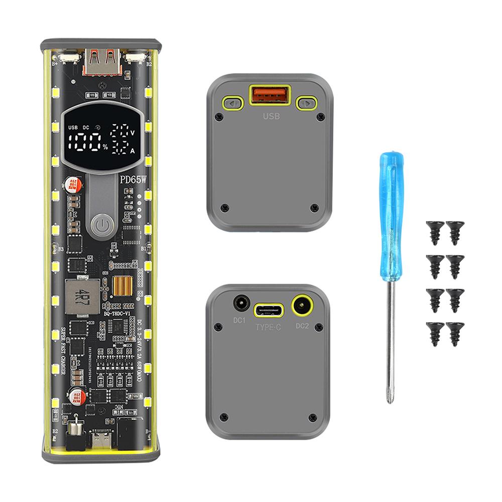 Корпус Power Bank Сделай Сам PD65W Корпус Powerbank 18650 Светодиодный Экран Прозрачный Корпус для Хранения Батарей