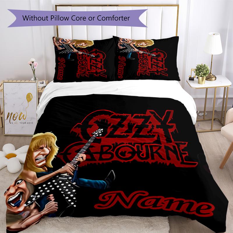 3pcs Custom Name rock Ozzy Osbourne Bedding Set Duvet Cover Closure Includes 1 Duvet Cover & 2 Pillowcases for All Seasons Bedroom Decor