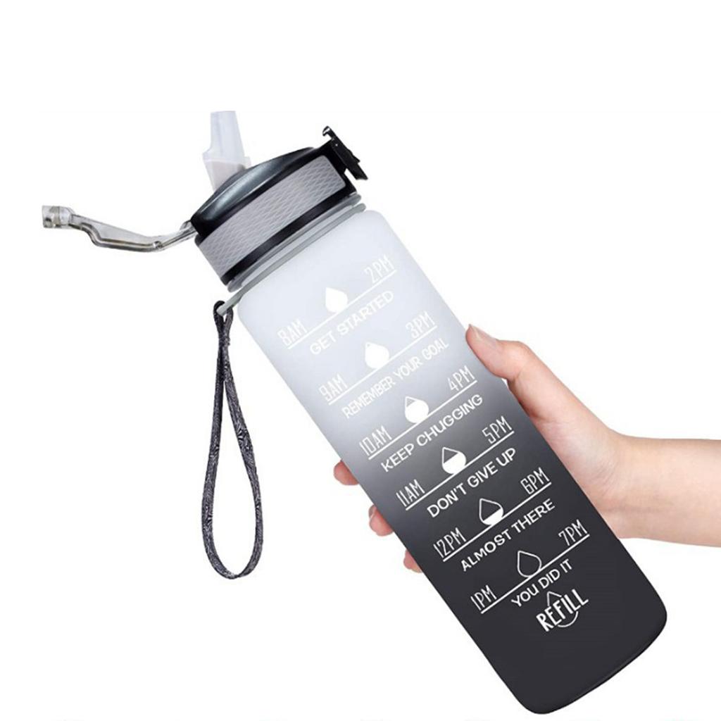 1L Water Bottle With Straw Large Capacity Cup With Hand Strap For Riding Leak Proof Drinking Outdoor Portable Gym Fitness Jugs