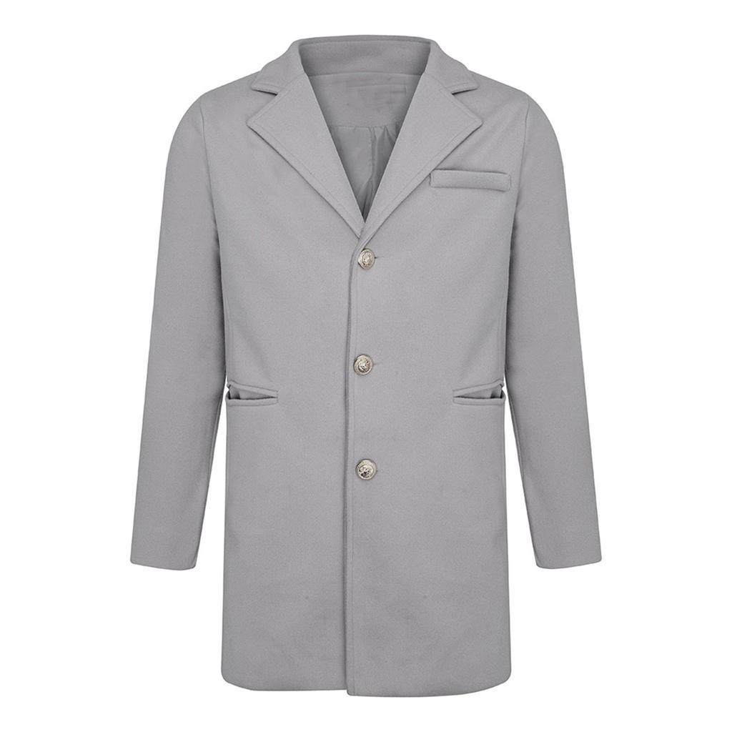 Мужское шерстяное пальто, теплый зимний тренч, длинная верхняя одежда на пуговицах, элегантное пальто, пальто