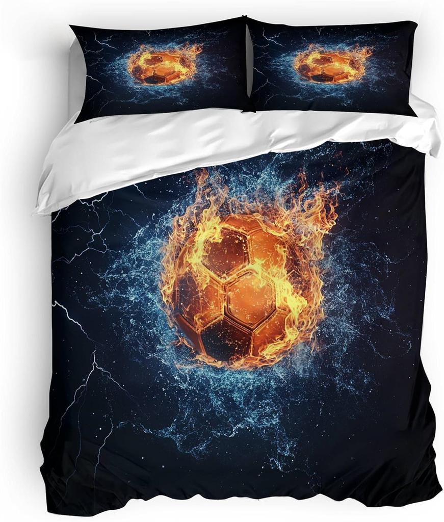 Комплекты пододеяльников для односпальной кровати, Постельный комплект Футбол Мягкий Микрофибра Полиэстер Спортивный Набор пододеяльника с 1 наволочкой 75*50см
