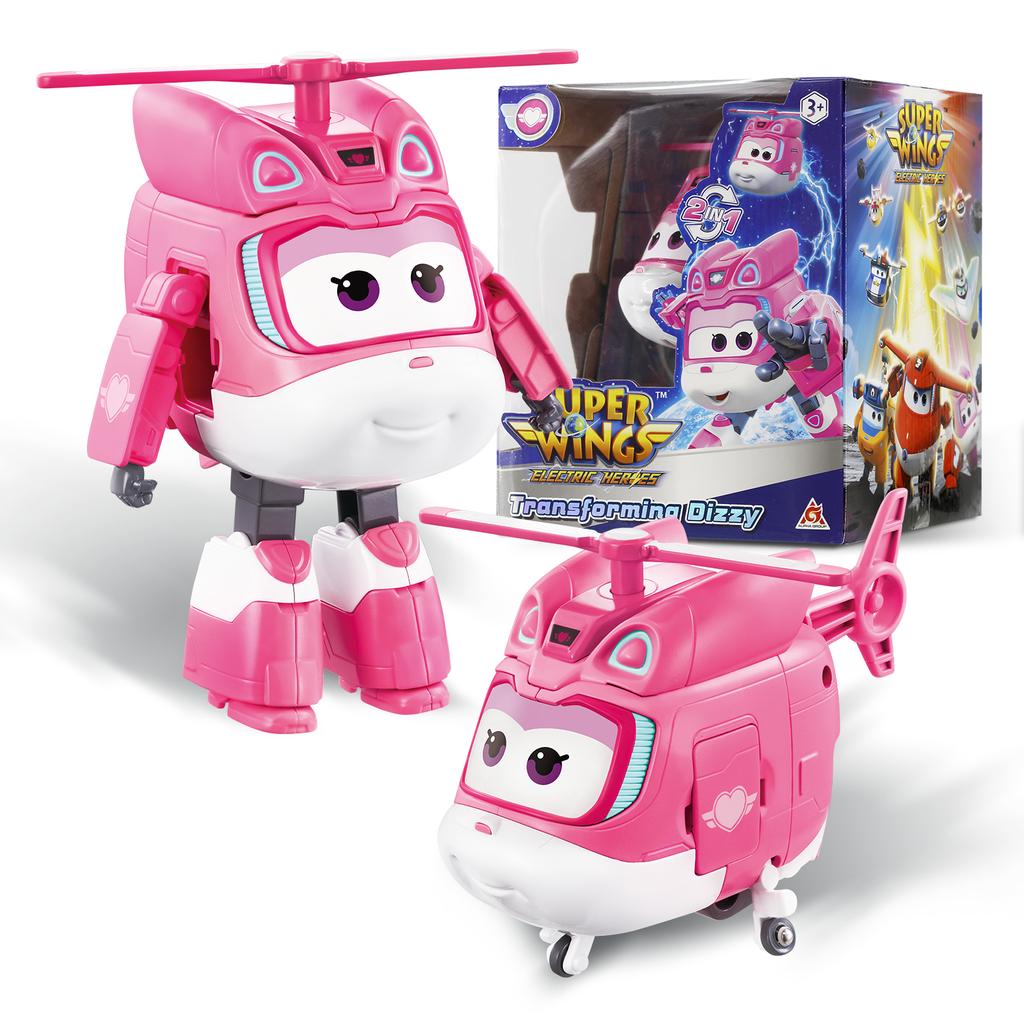 Super Wings S8 NEW Dizzy 5 Inches Transforming Transform from Airplane to Robot in 10 Steps Deformation Action Figures Kid Toys