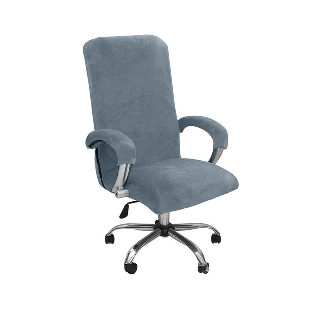 3Pcs Velvet Stretch Computer Chair Cover With Armrest Solid Spandex Office Armchair Slipcover Removable Protector