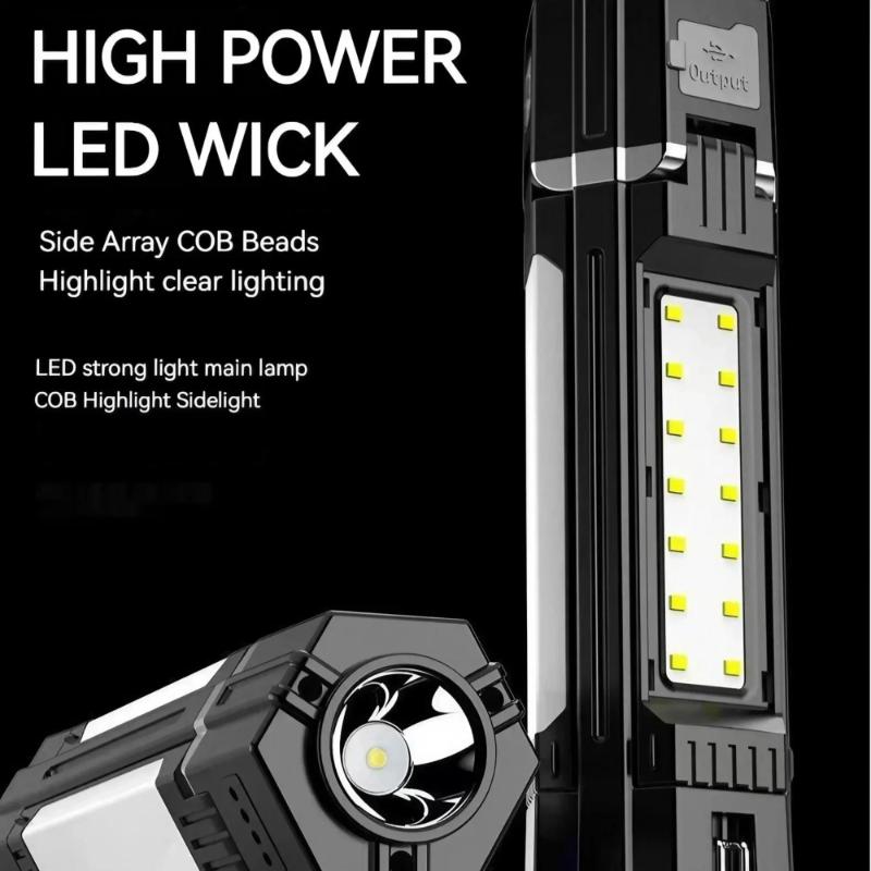 Hight Brightness Rechargeable Outdoor Camping Light Tent Lamp Portable Foldable Flashlight Emergency Power Bank Work Floodlight