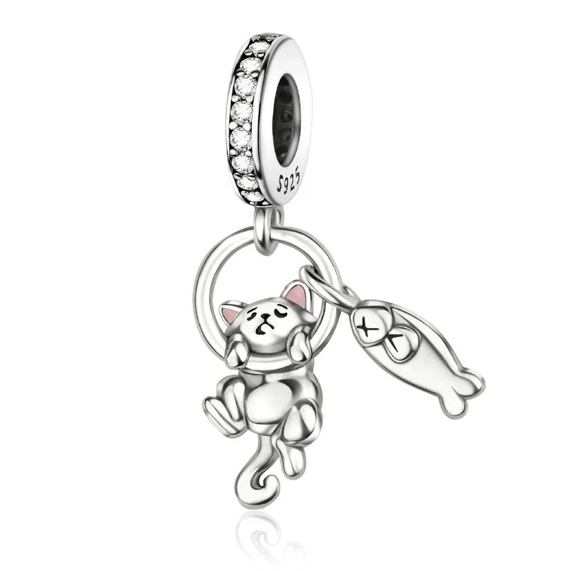 925 Silver Animal Charms Beads for DIY Bracelet Lovely Dog Cat Pendants Jewelry for Women