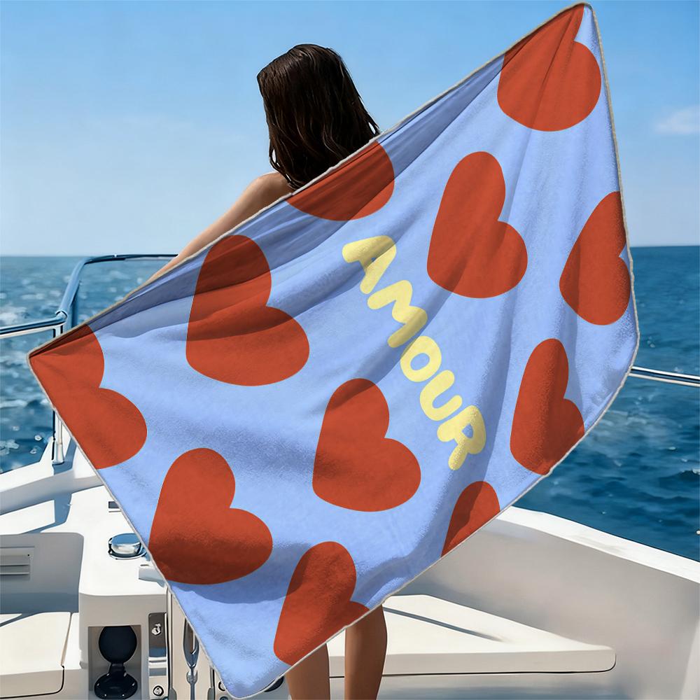 Retro Wavy Text Beach Towel Ultra-fine Fiber Quick Drying Absorbent Beach Swimming Vacationvacation Essentials Gifts