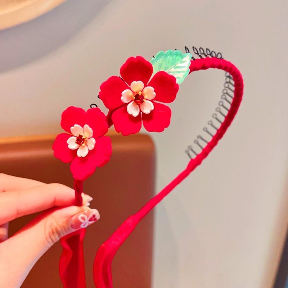 Red Ancient Headwear Tassel New Year Hair hoop Elegant Chinese Style Headband  Home