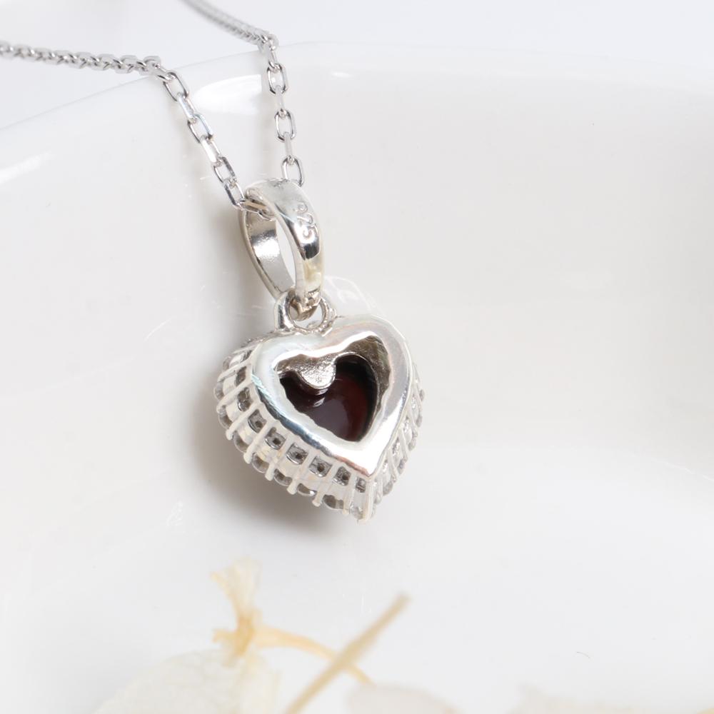 S925 Серебро "Любовь" в форме сердца с натуральным гранатом и драгоценным камнем, ожерелье, ювелирные изделия для женщин, жены, дочери, подарок, повседневная одежда