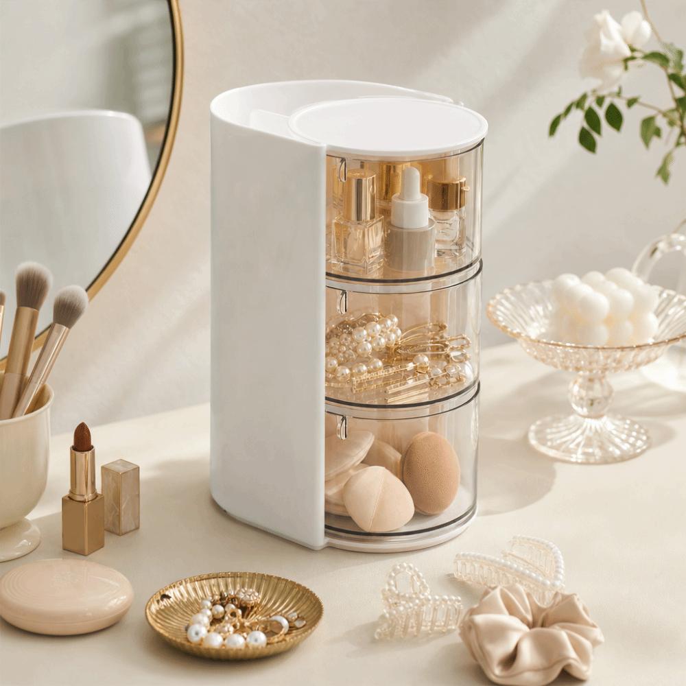 Transparent Makeup Brush Holder Rotating Hair Tie Organizer Jewelry Organizer Bathroom