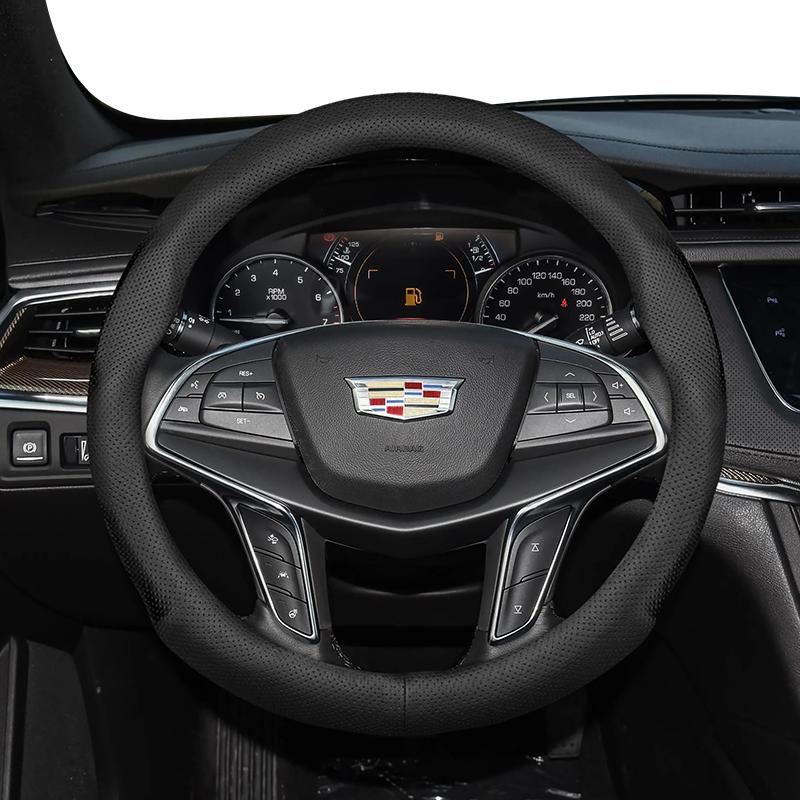 Suitable for Cadillac Ultra-Thin Breathable Leather Steering Wheel Cover Suitable for Cts 2013 Ct4 Carbon Interior Ct5 Xt5 Xt4 Xt6 Escalade Srx X