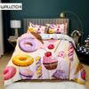 Пододеяльник с рисунком пончика, красочный чехол с узором тай-дай для детей, подарочный комплект постельного белья из полиэстера с милым разноцветным рисунком для десерта и еды