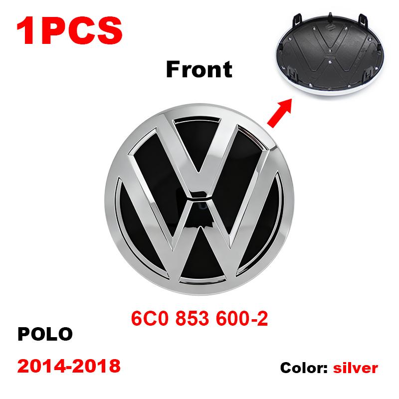 ABCD1 VW Car Front Grill Badge Rear Trunk Lid Emblem Logo 6C0853600 Auto Accessories For Volkswagen Polo 6 6C 2014 2015 2016 2017 2018
